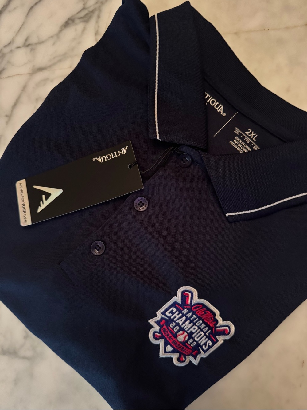 Ole Miss Rebels 2022 College World Series Championship Polo -Antigua - XXL -NWOT